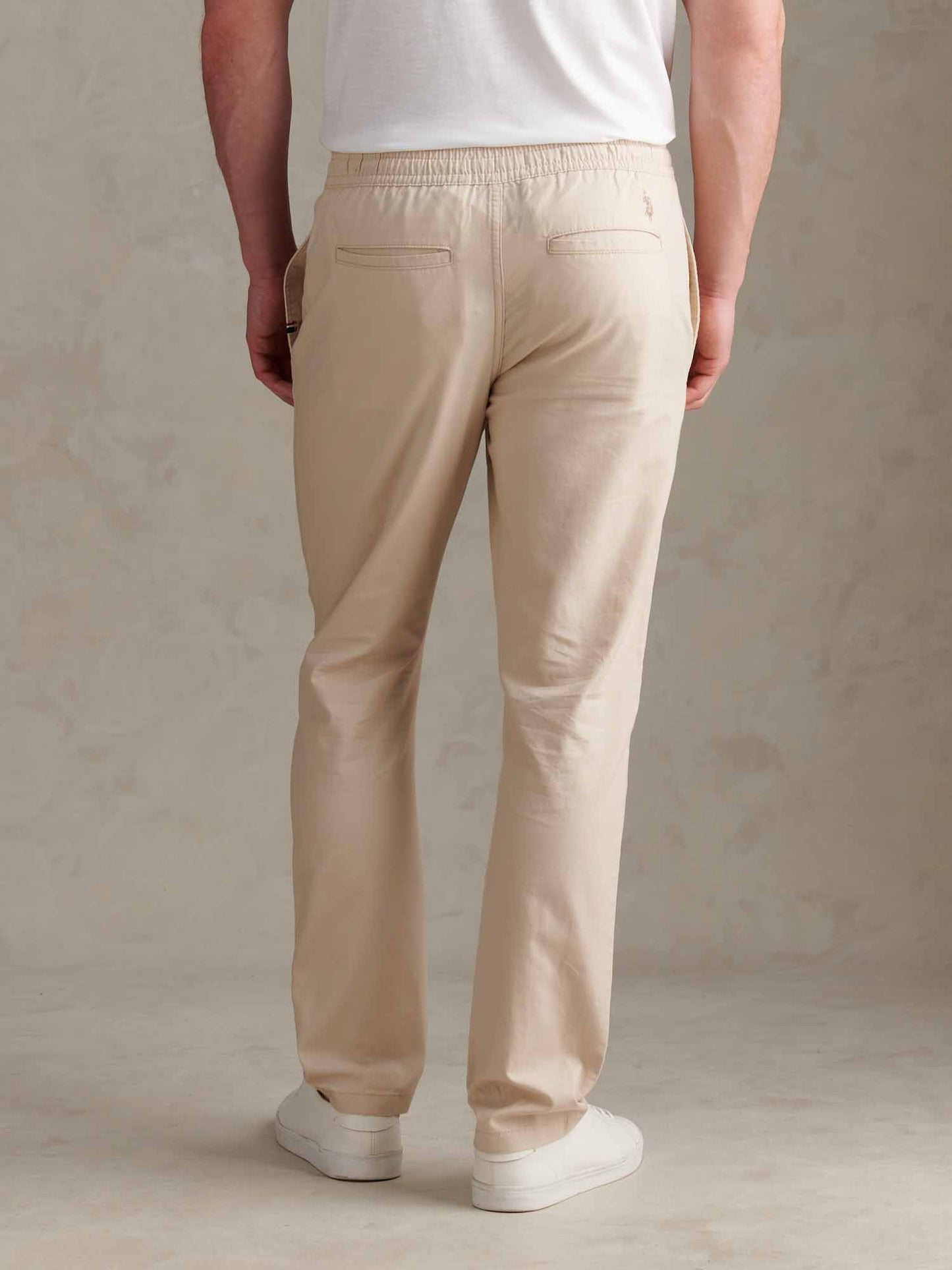 Mens Linen Blend Drawstring Trousers French Oak