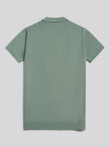 Mens Wide Texture Zip Knit Polo Shirt Green Bay