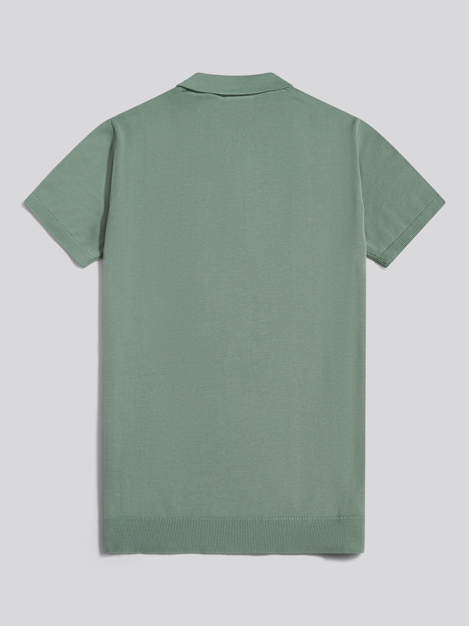 Mens Wide Texture Zip Knit Polo Shirt Green Bay