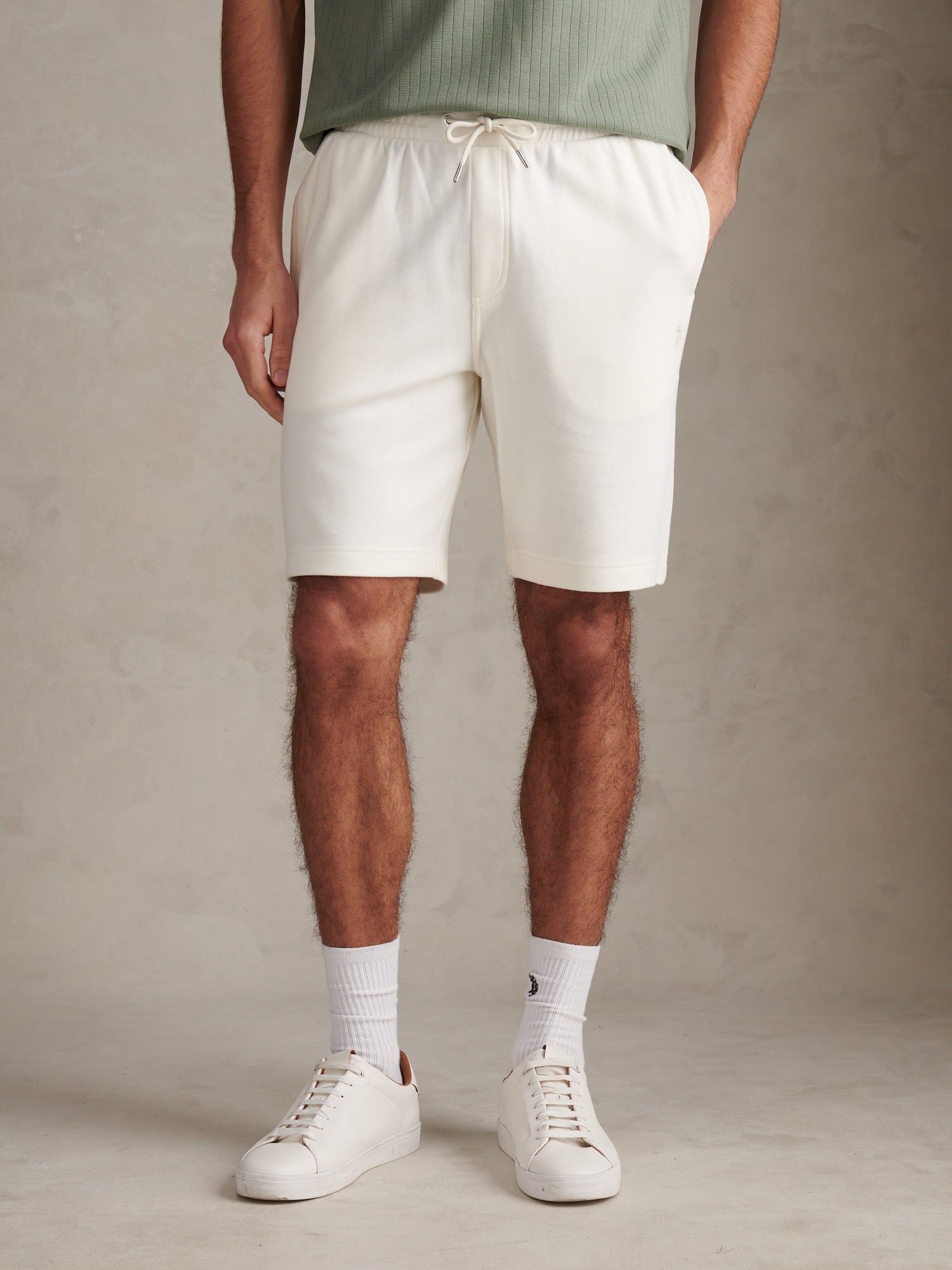 Mens Twill Texture Jersey Short Whisper White