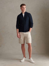 Mens Herringbone Full Zip Funnel Jumper Dark Sapphire Navy