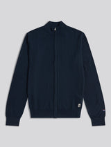 Mens Herringbone Full Zip Funnel Jumper Dark Sapphire Navy