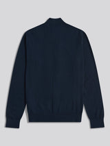 Mens Herringbone Full Zip Funnel Jumper Dark Sapphire Navy