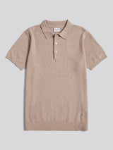 Mens Textured Knit Polo Shirt Atmosphere Marl