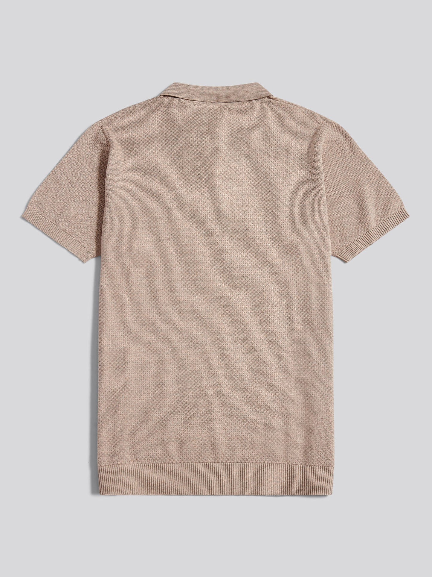 Mens Textured Knit Polo Shirt Atmosphere Marl