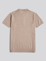 Mens Textured Knit Polo Shirt Atmosphere Marl