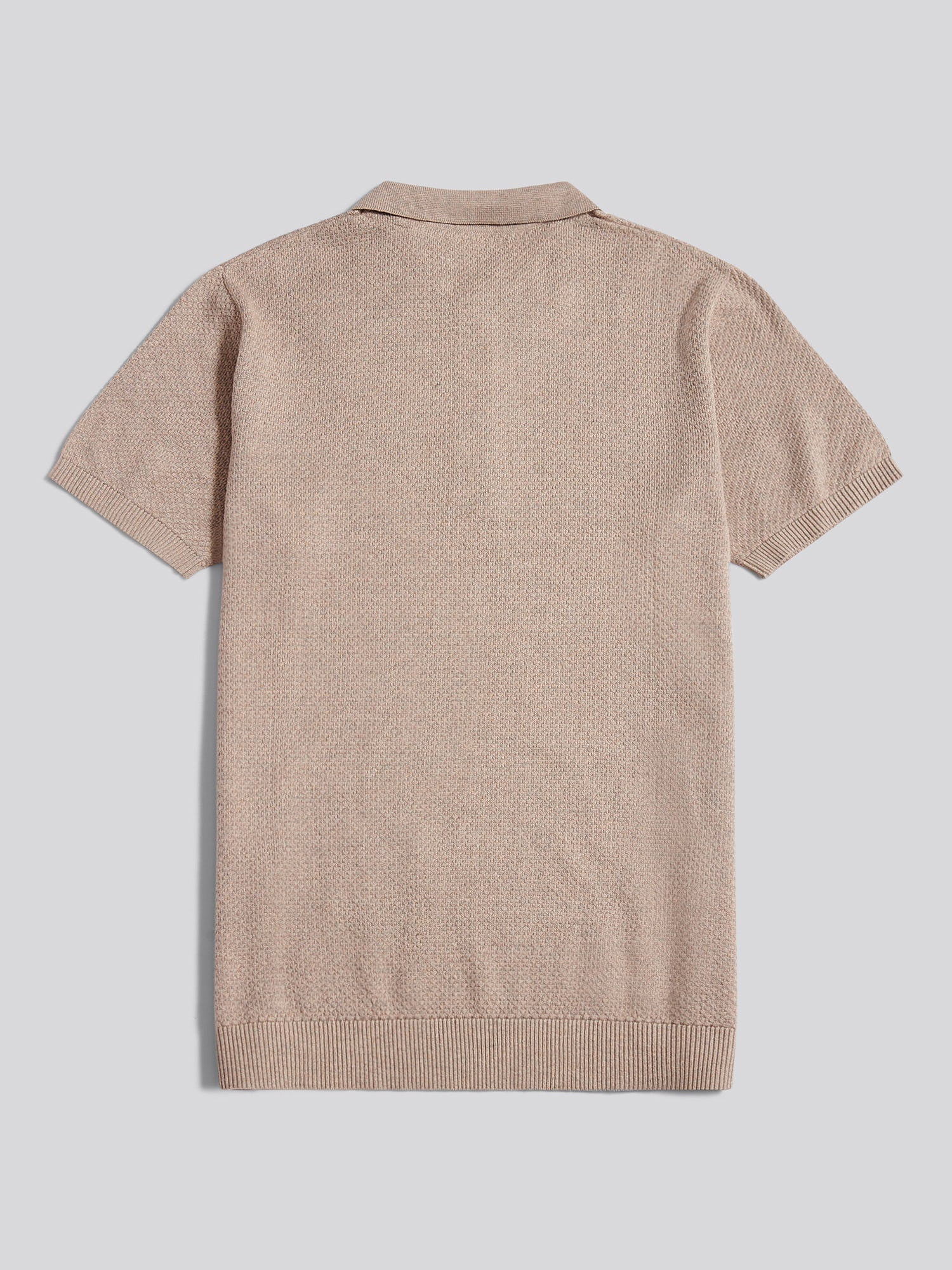 Mens Textured Knit Polo Shirt Atmosphere Marl