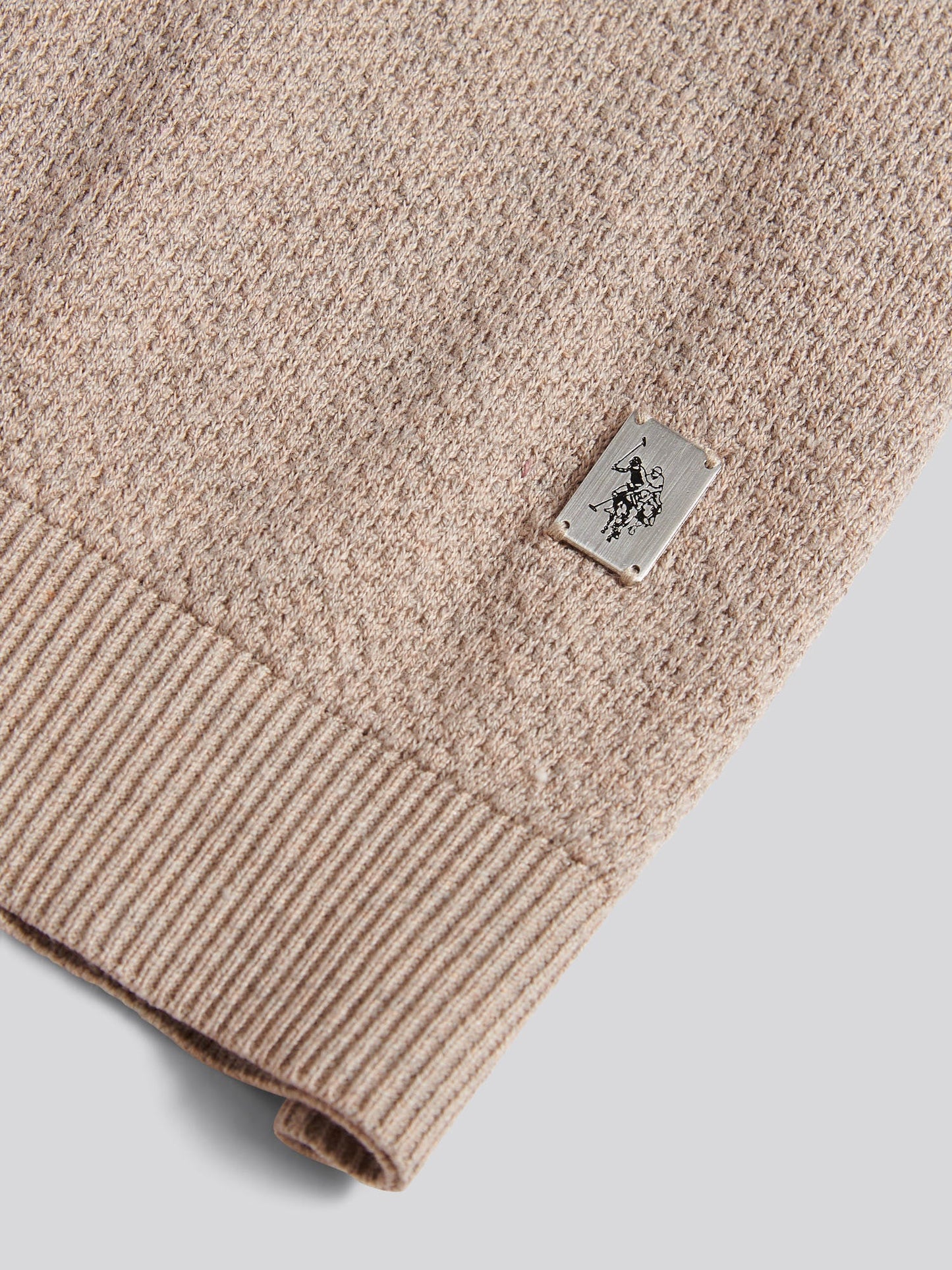 Mens Textured Knit Polo Shirt Atmosphere Marl
