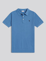 Mens Moss Stitch Knit Polo Shirt Riviera