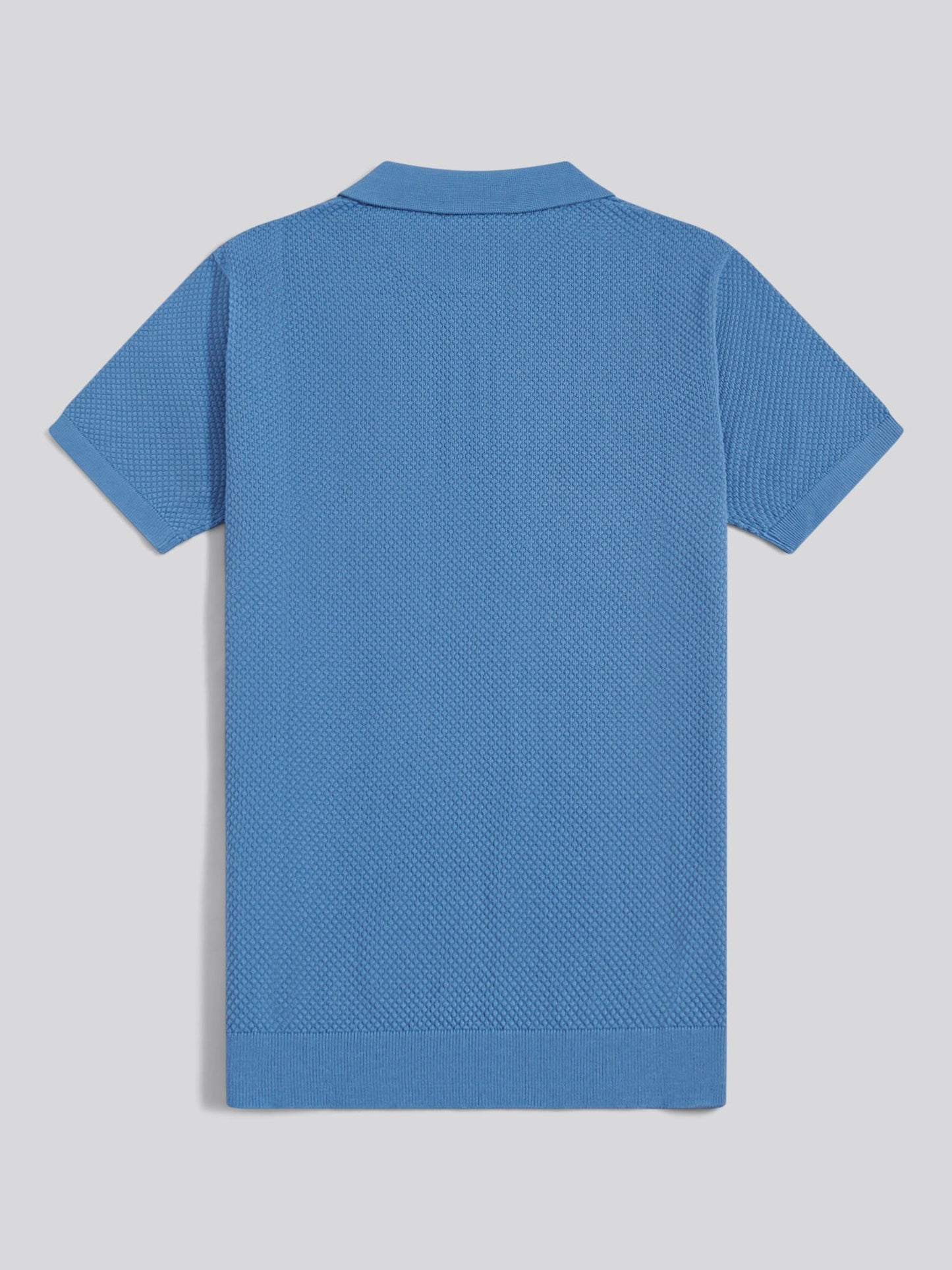 Mens Moss Stitch Knit Polo Shirt Riviera