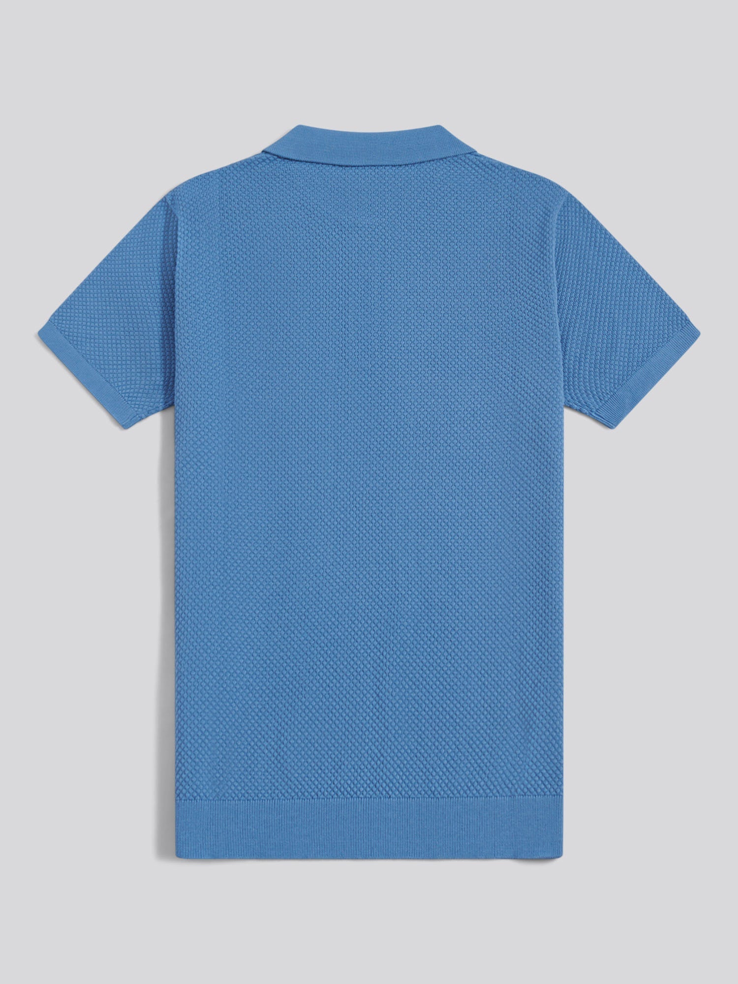 Mens Moss Stitch Knit Polo Shirt Riviera