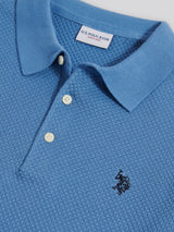Mens Moss Stitch Knit Polo Shirt Riviera