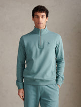 Mens Twill Textured 1/4 Zip Funnel Sweatshirt Arctic