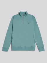 Mens Twill Textured 1/4 Zip Funnel Sweatshirt Arctic