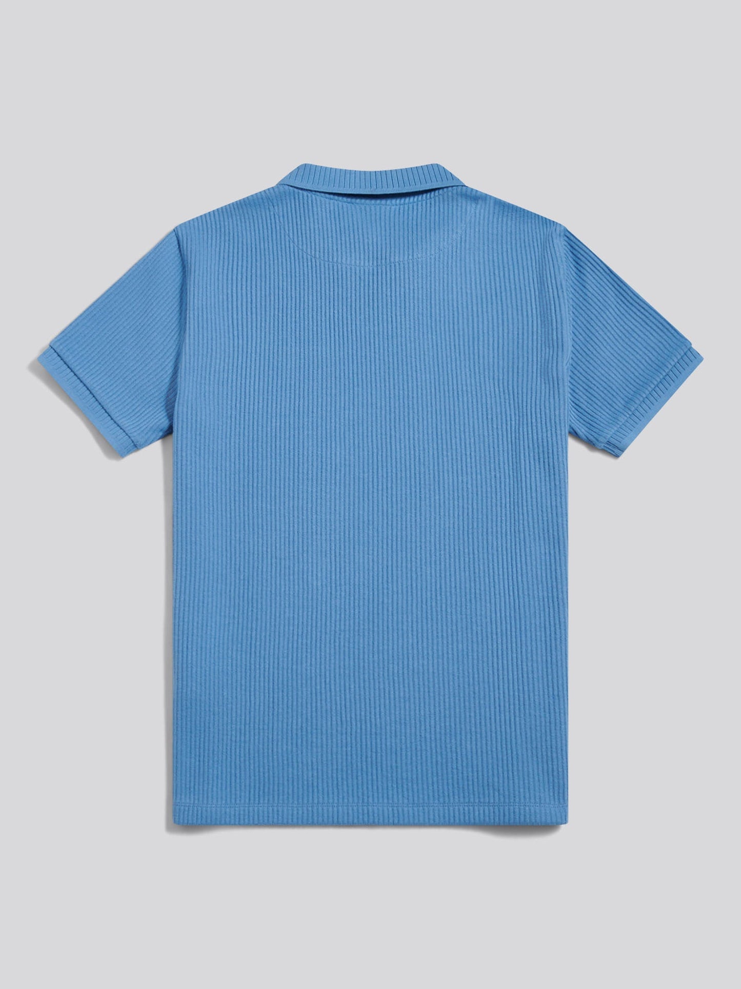 Mens Mini Vertical Texture Open Collar Polo Shirt Riviera