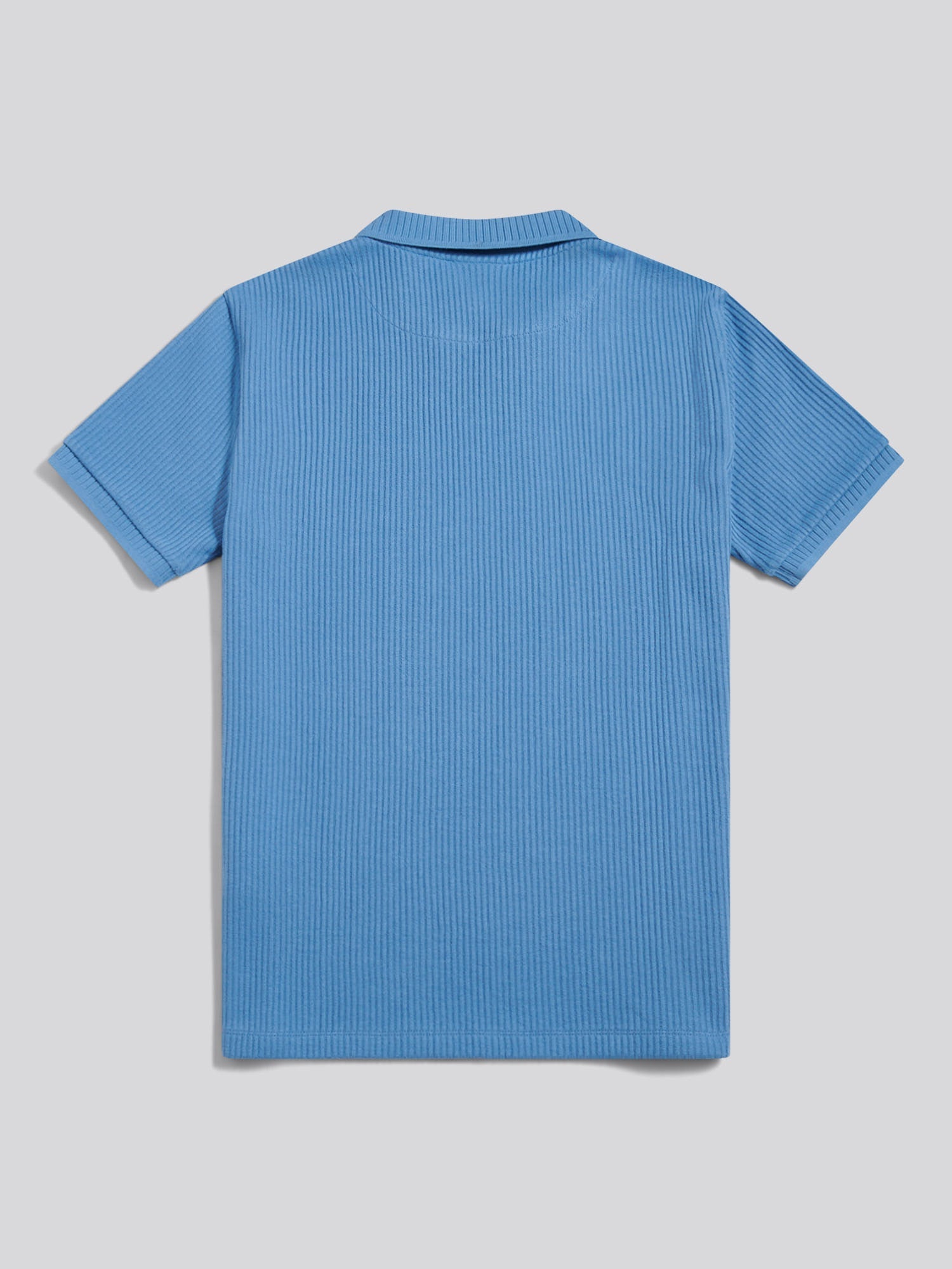 Mens Mini Vertical Texture Open Collar Polo Shirt Riviera