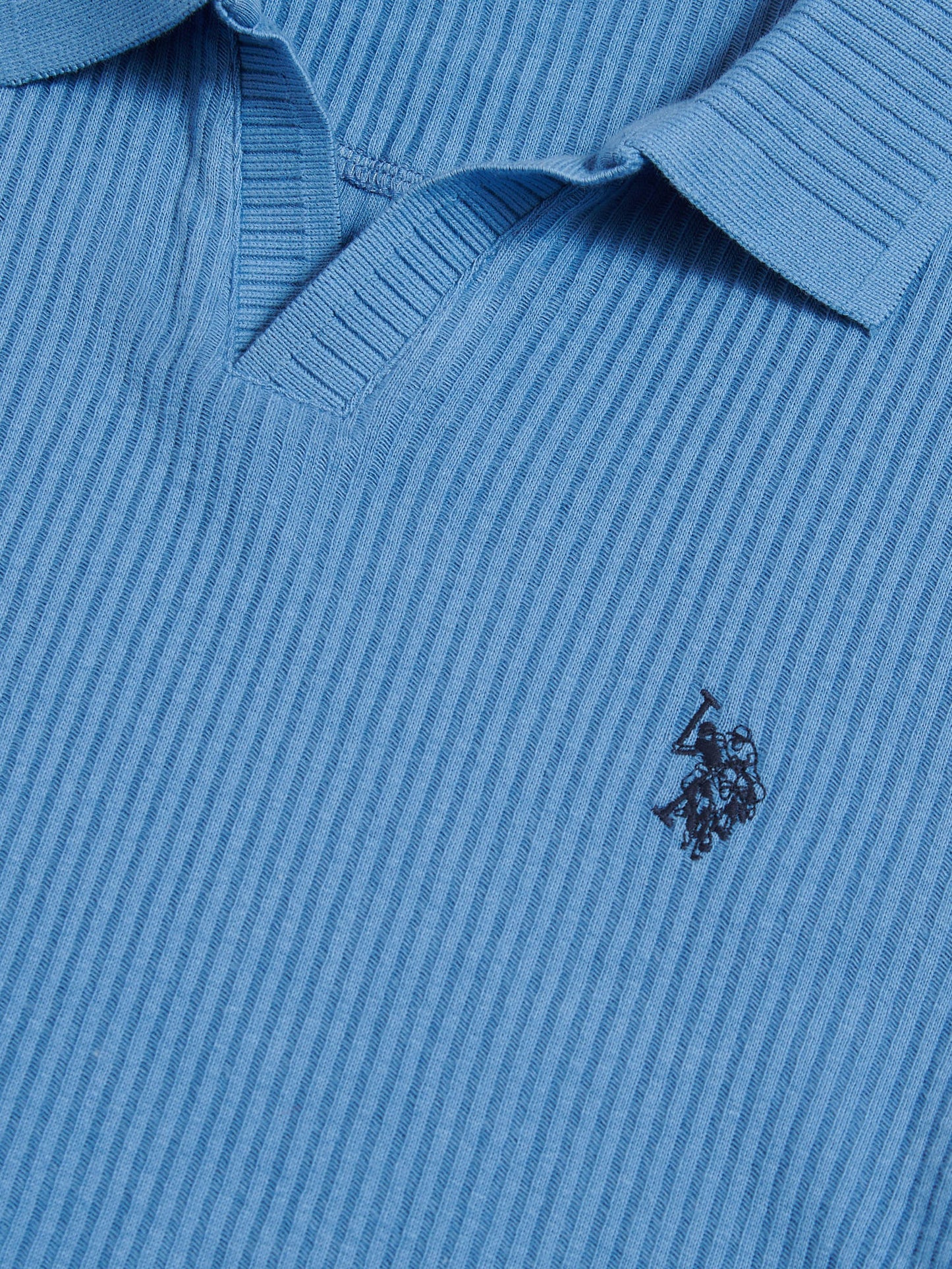 Mens Mini Vertical Texture Open Collar Polo Shirt Riviera