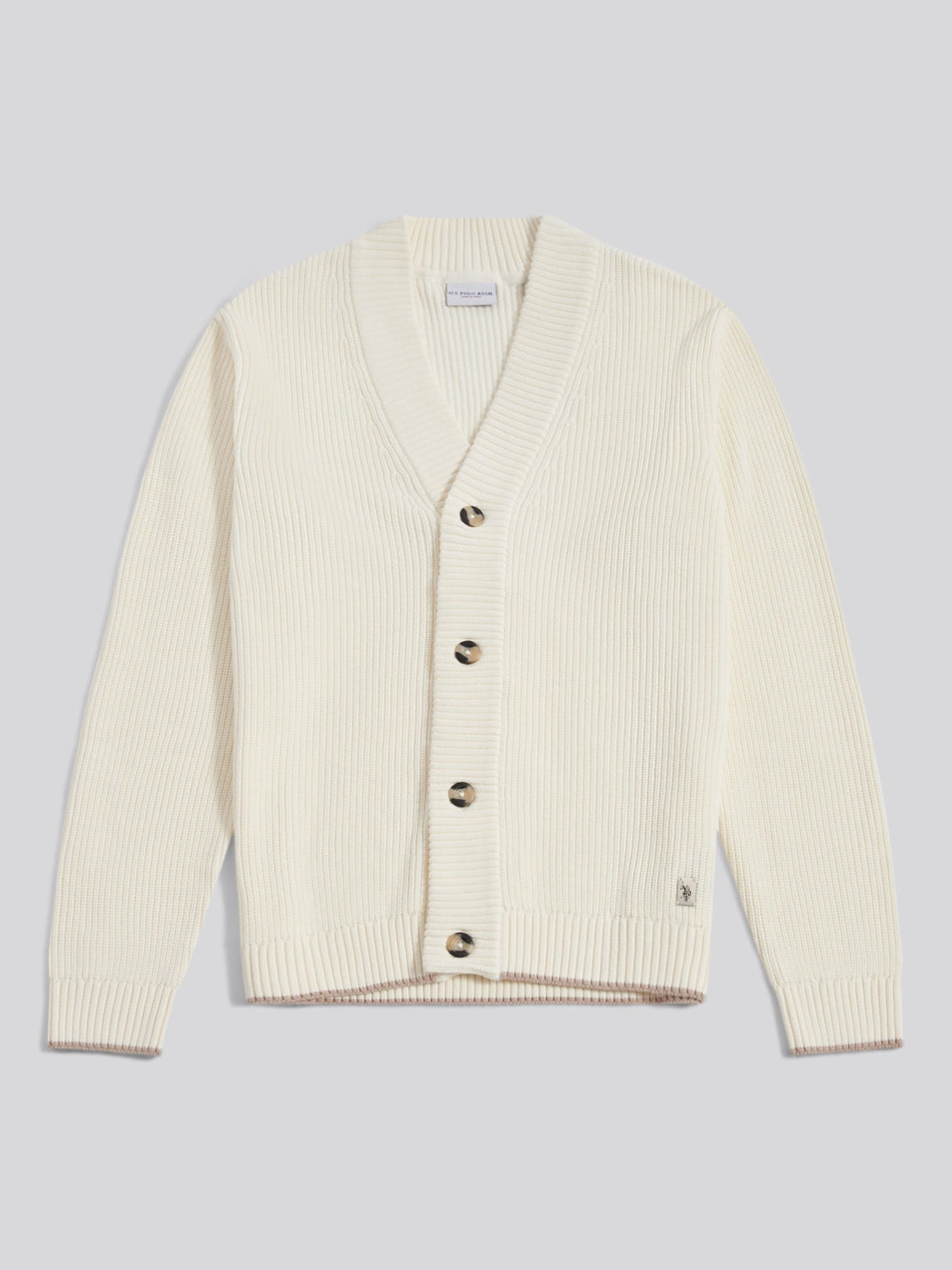 Mens Open Collar Knitted Cardigan Whisper White