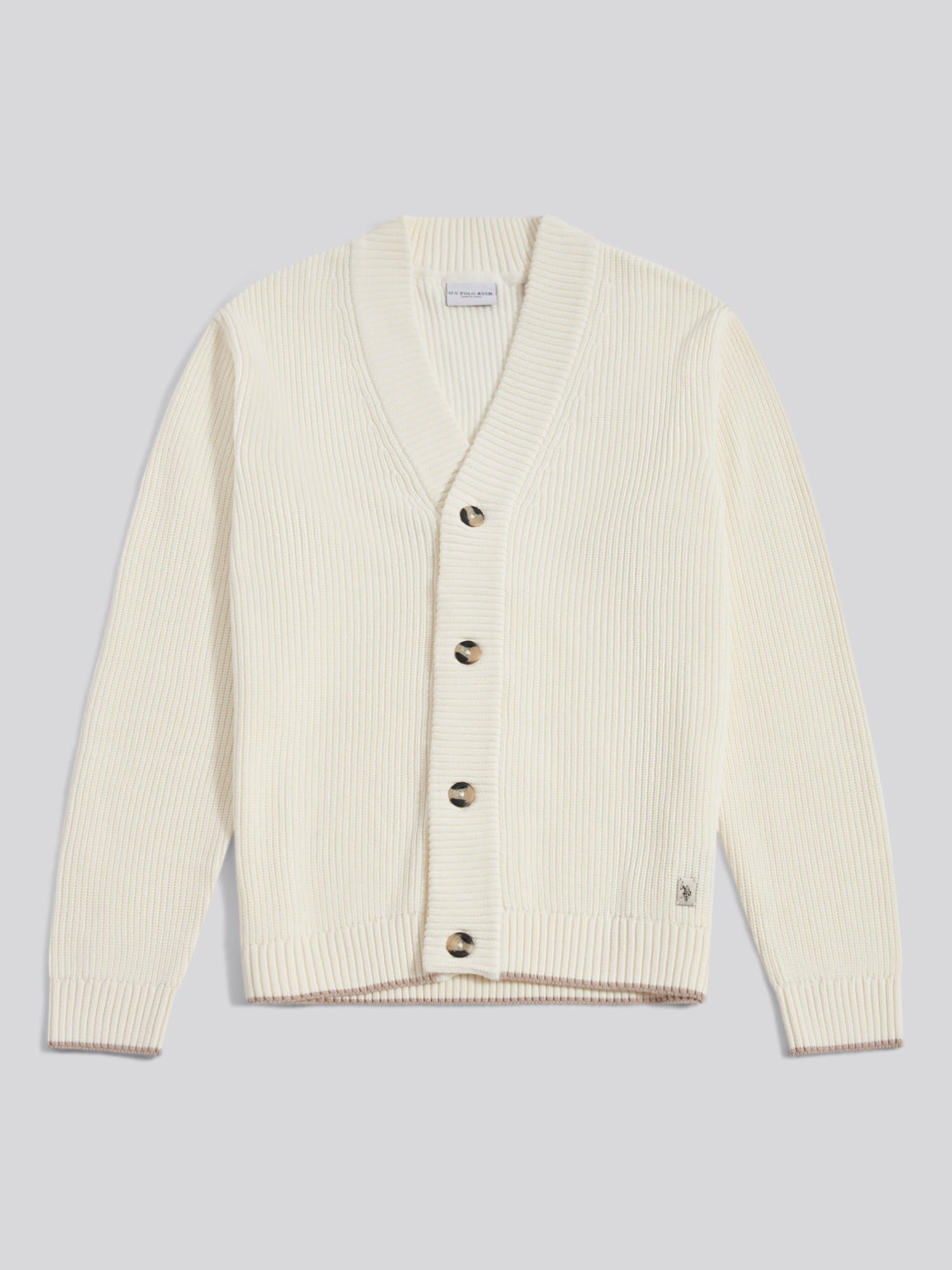 Mens Open Collar Knitted Cardigan Whisper White