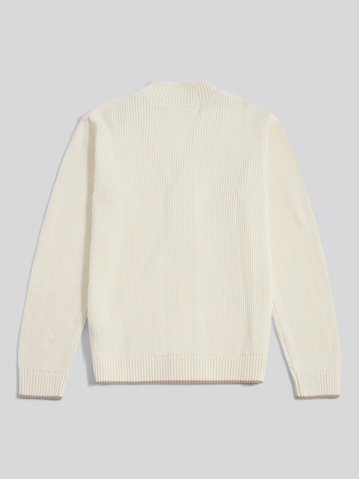 Mens Open Collar Knitted Cardigan Whisper White