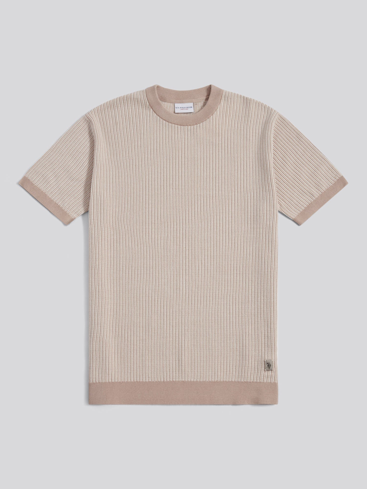 Mens Cotton Vertical Texture Knit T-Shirt Atmosphere