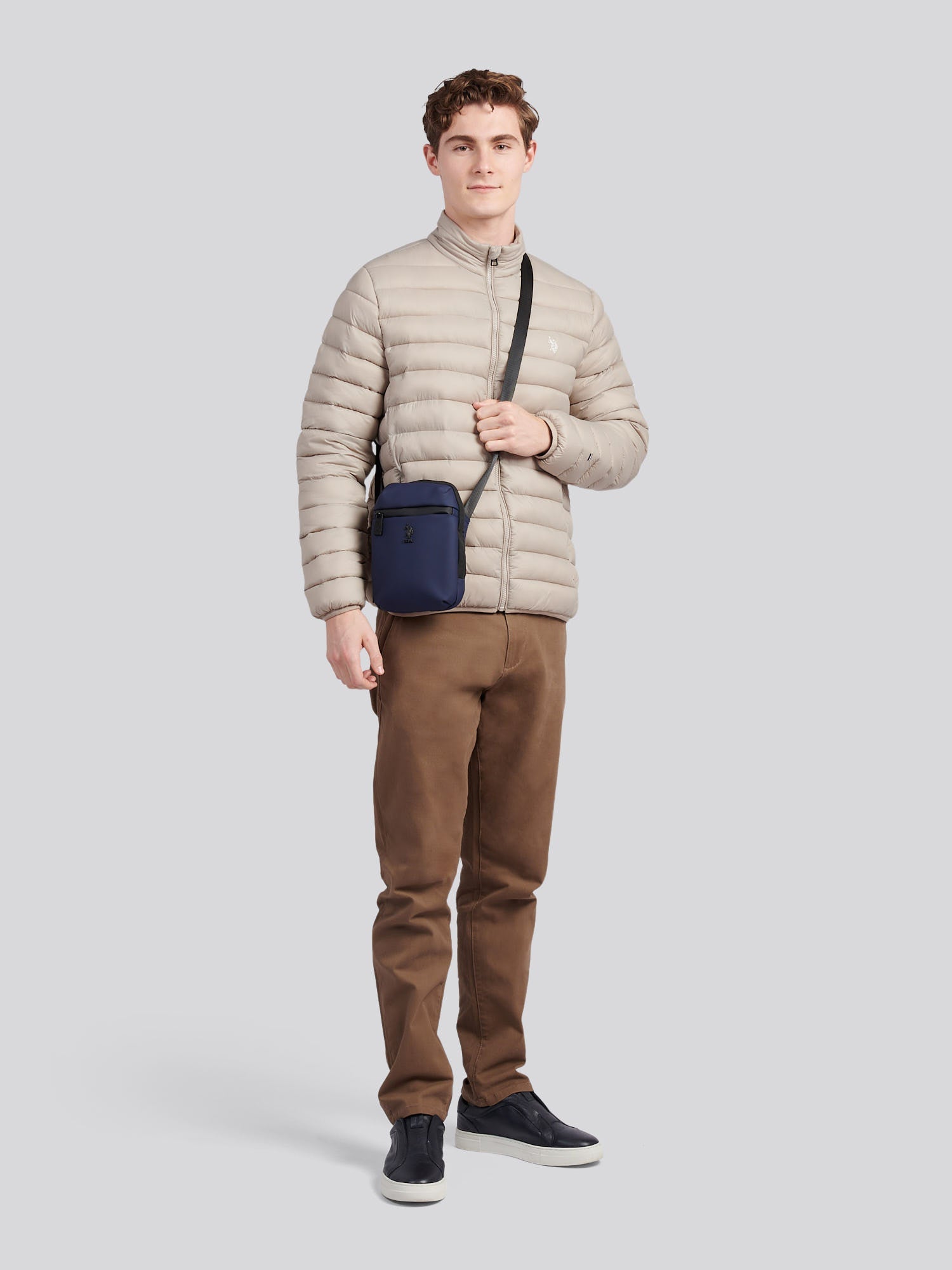 Mens Small Arrowhead Crossbody Bag in Navy