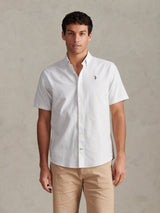 Mens Oxford Stripe Short Sleeve Shirt Ice Blue