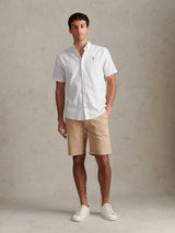 Mens Oxford Stripe Short Sleeve Shirt Ice Blue
