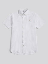 Mens Oxford Stripe Short Sleeve Shirt Ice Blue