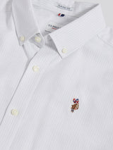 Mens Oxford Stripe Short Sleeve Shirt Ice Blue