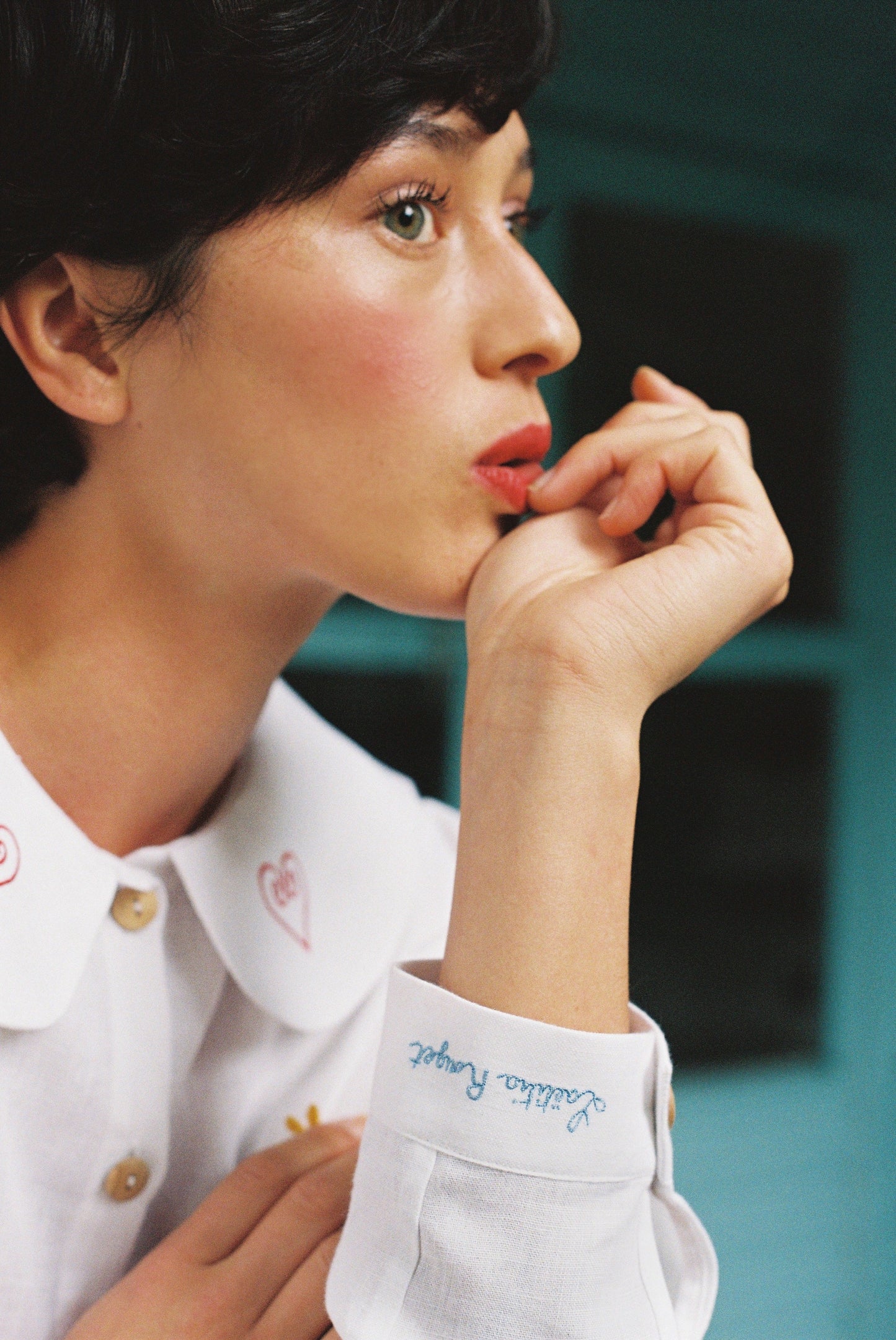 OLALA Embroidered Claudine Linen Blouse - White  x Laetitia Rouget