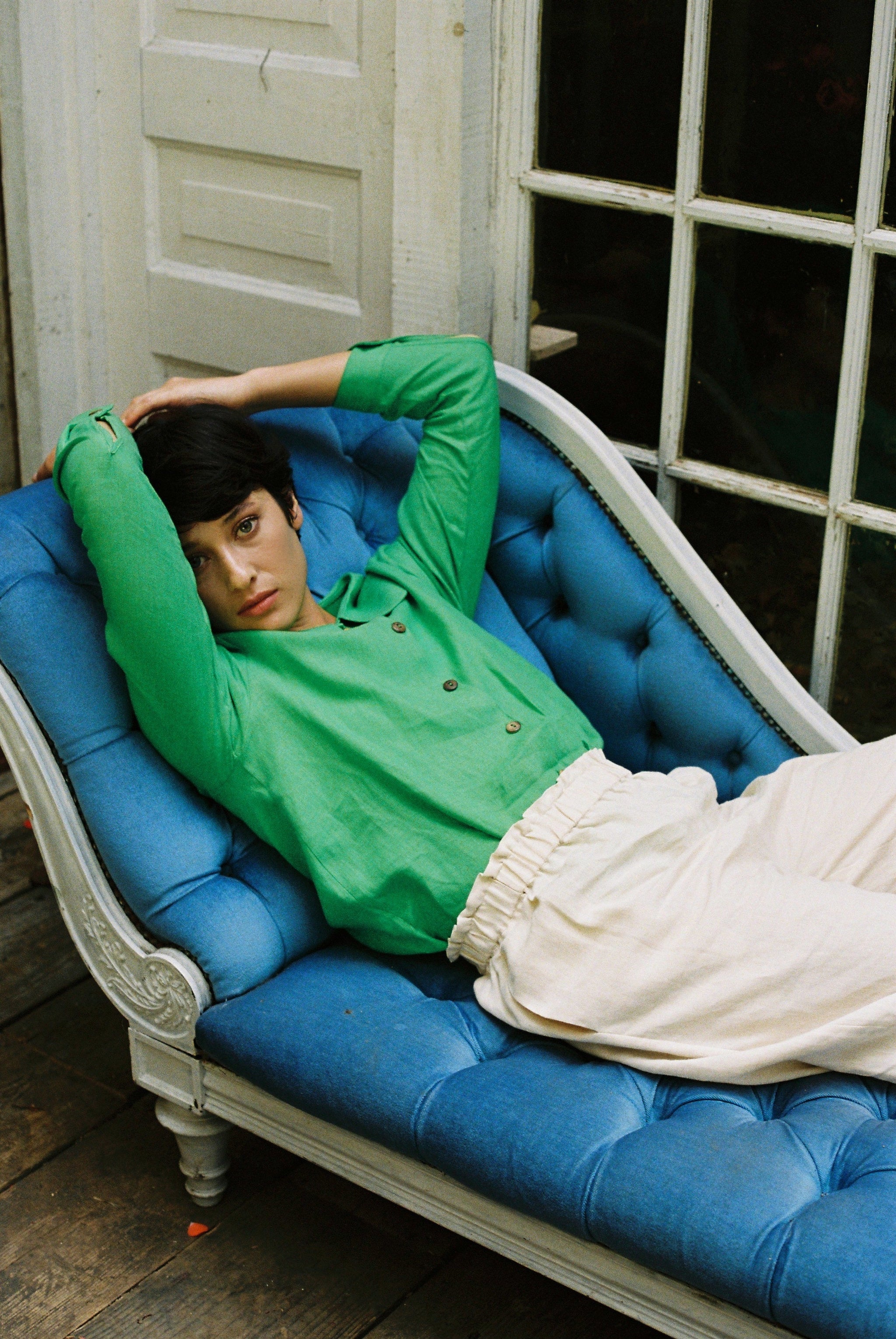 Claudine Linen Blouse  - Jade