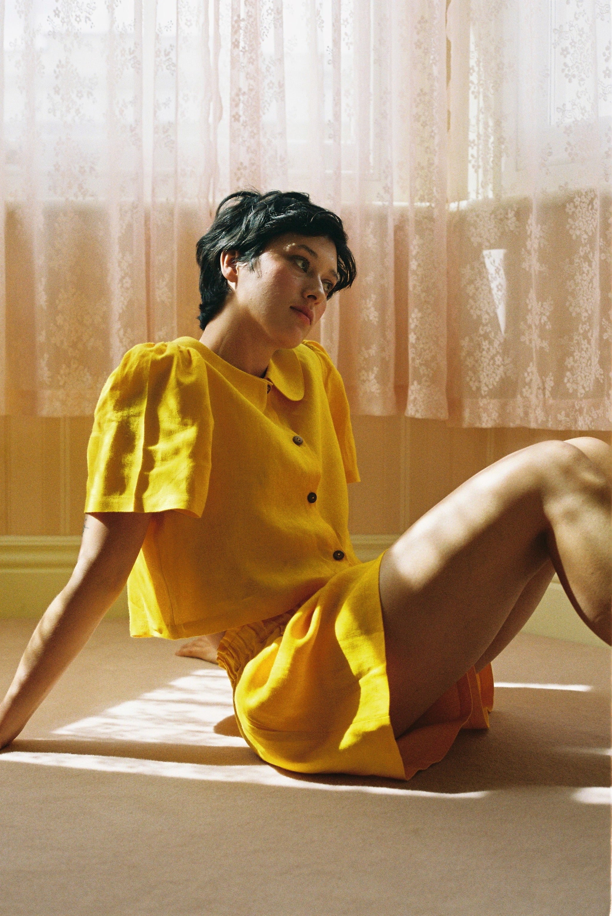 Olivia Linen Shorts - Marigold - Delivery from April 2026