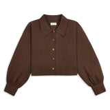 Freya Linen Cropped Blouse  - Chocolate