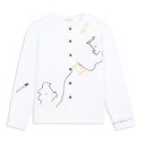 Eat Together Embroidered Claudine Linen Blouse - White  x Sshepaints
