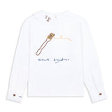 Eat Together Embroidered Claudine Linen Blouse - White  x Sshepaints