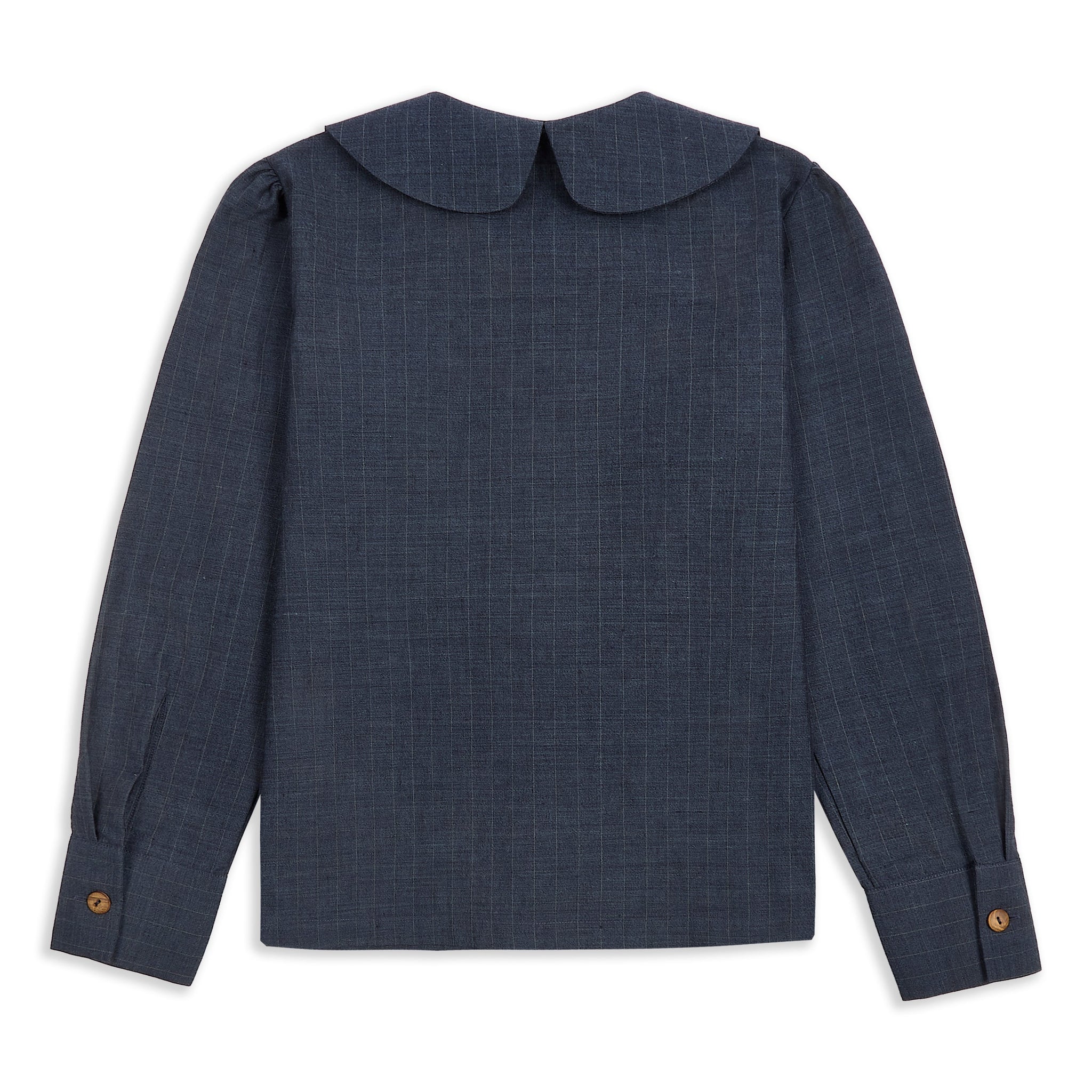 Claudine Wool Linen Overshirt  - Navy Pinstripe