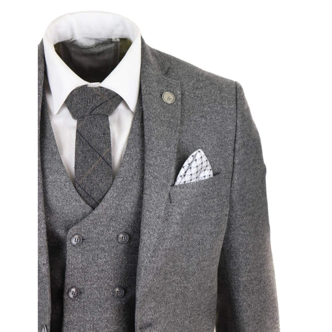 STZ34 - Men's Wool 3 Piece Suit Double Breasted Waistcoat Tweed 1920s