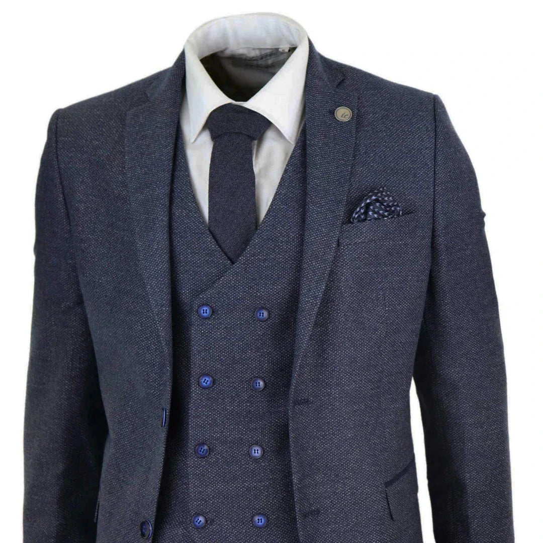 STZ33 - Men's Wool 3 Piece Suit Double Breasted Waistcoat Tweed 1920s
