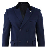Men's 3/4 Long Double Breasted Overcoat Jacket Wool Coat Peaky Blinders