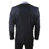 Sal-Yaica - Men's 4 Piece Wedding Suit Groom Shawl Collar Black Silver Cravat