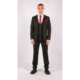STZ14 - Men's Wool 3 Piece Suit Tweed Charcoal Black Classic