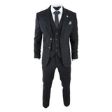 AK-11 - Men's Black Tweed 3 Piece Suit Check 1920s Gatsby Blinders