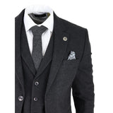 AK-11 - Men's Black Tweed 3 Piece Suit Check 1920s Gatsby Blinders