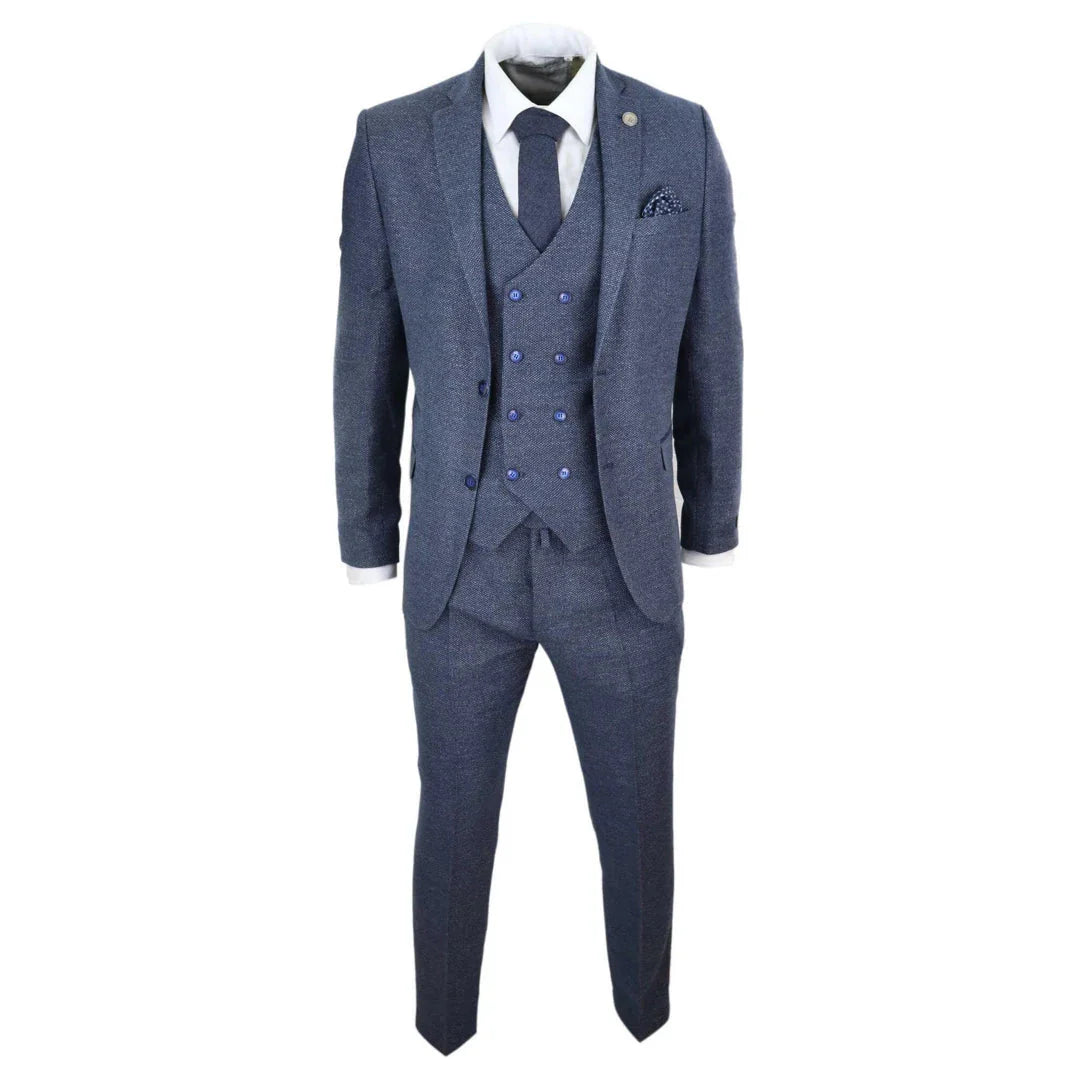 STZ30 - Men's Wool 3 Piece Suit Double Breasted Waistcoat Tweed 1920s