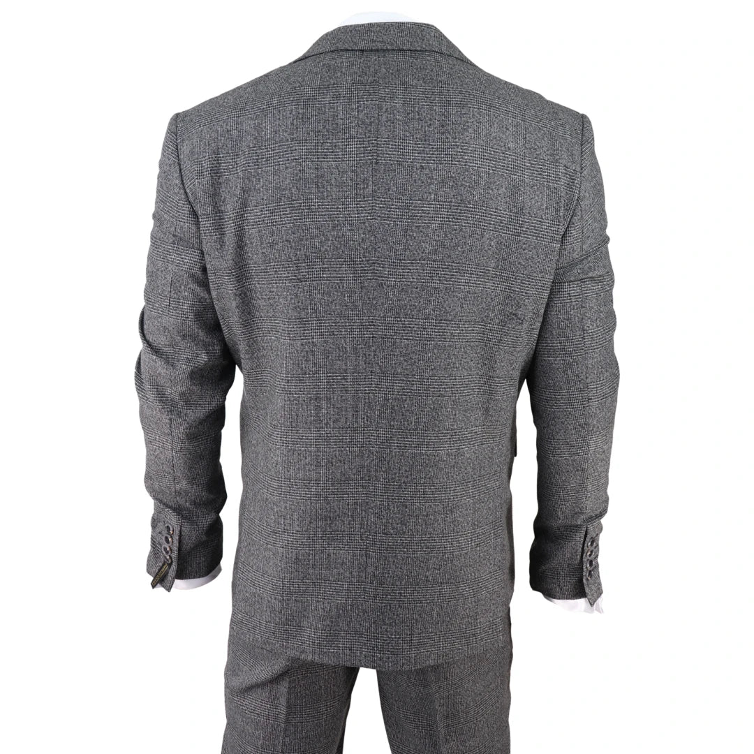 AK-10 - Men's Classic 3 Piece Suit Prince Of Wales Check Wedding