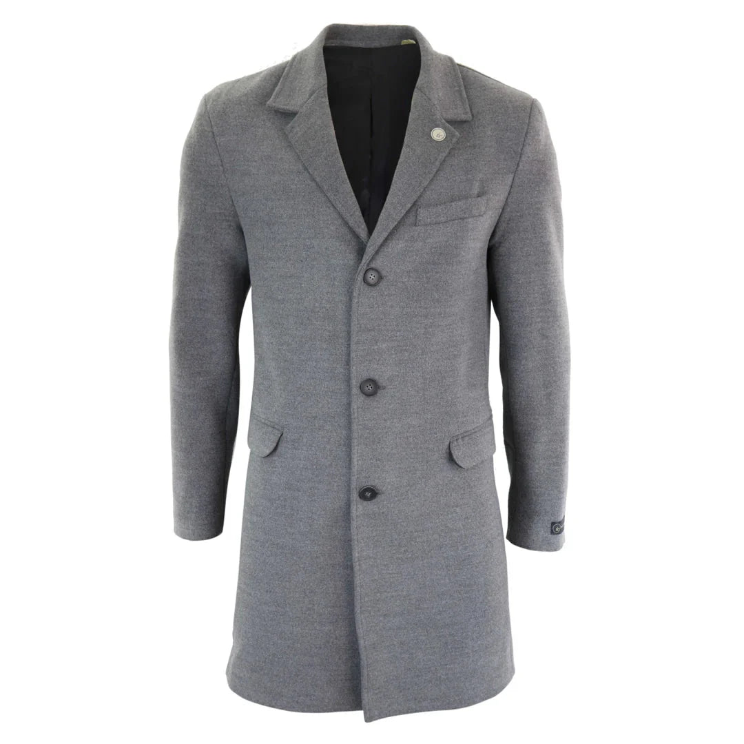 Men's 3/4 Long Overcoat Jacket Wool Feel Coat Blinders