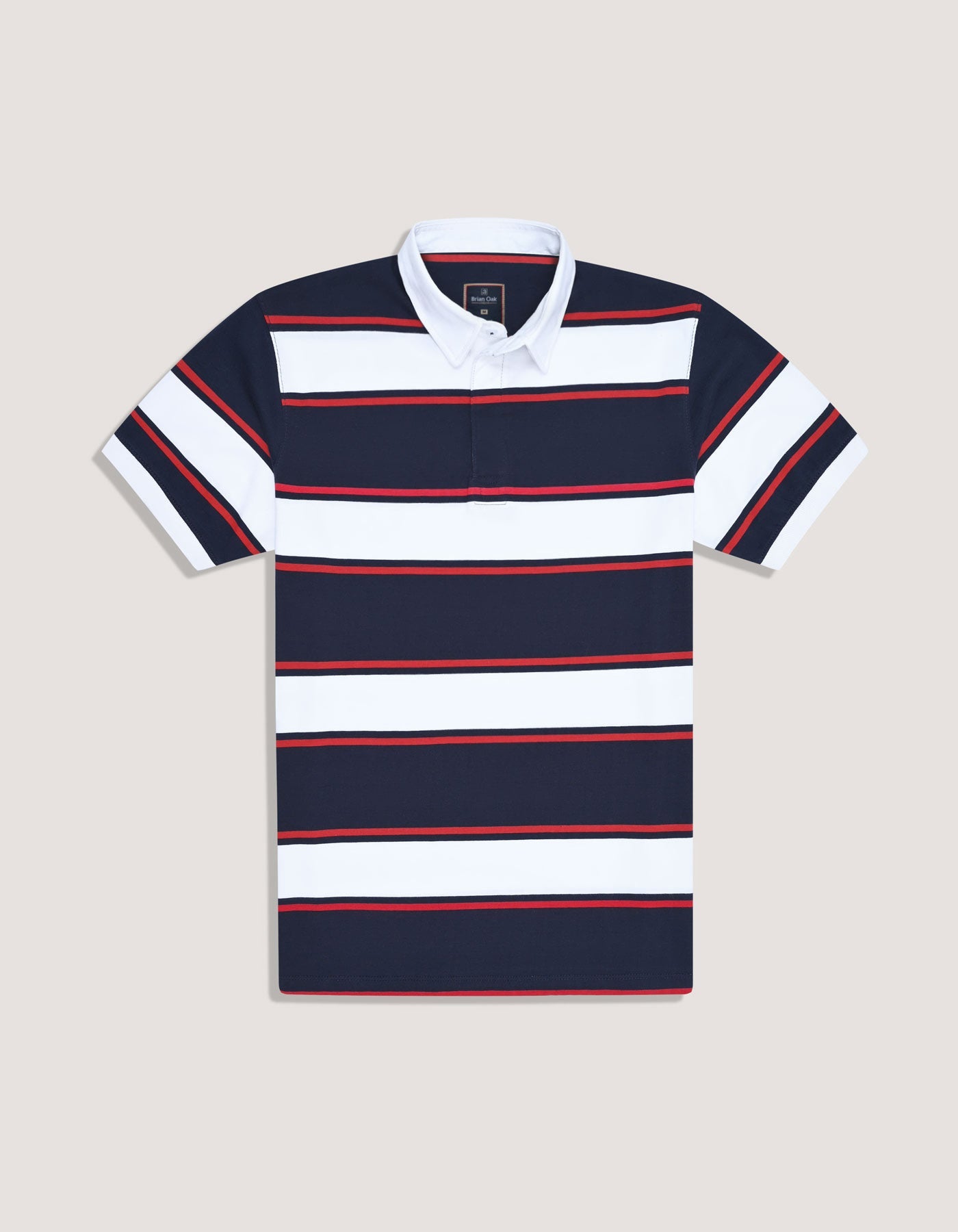 Navy and White Striped Polo Shirt
