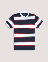 Navy and White Striped Polo Shirt
