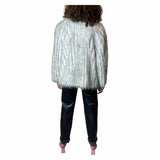 Original Vintage 1970's White & Grey Faux Fur Coat UK 8 - 14